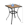 Patio Square Bar Table Wood-Like Tabletop Metal Frame Garden Backyard