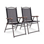 Set of 2 Patio Folding Sling Back Chairs Camping Deck Garden Beach