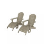 4-Piece Outdoor Folding Adirondack Chair with Footrest Ottoman Set