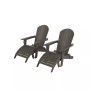 4-Piece Outdoor Folding Adirondack Chair with Footrest Ottoman Set