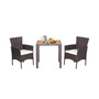 3PCS Patio Wicker Dining Set Acacia Wood Table Top with Cushioned Chairs Garden