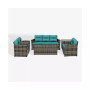 6-Piece PE Rattan Wicker Outdoor Patio Conversation Sofa Set