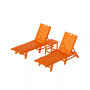 3 Pieces Poly Outdoor Patio Chaise Lounge Chair with Side Table Set