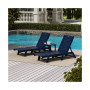 3 Pieces Poly Outdoor Patio Chaise Lounge Chair with Side Table Set