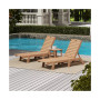 3 Pieces Poly Outdoor Patio Chaise Lounge Chair with Side Table Set