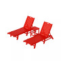3 Pieces Poly Outdoor Patio Chaise Lounge Chair with Side Table Set