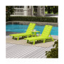 3 Pieces Poly Outdoor Patio Chaise Lounge Chair with Side Table Set