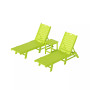 3 Pieces Poly Outdoor Patio Chaise Lounge Chair with Side Table Set