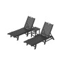 3 Pieces Poly Outdoor Patio Chaise Lounge Chair with Side Table Set