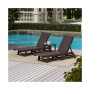 3 Pieces Poly Outdoor Patio Chaise Lounge Chair with Side Table Set