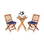 3PCS Patio Folding Wooden Bistro Set Cushioned Chair Conversation