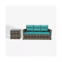 2-Piece PE Rattan Wicker Outdoor Sofa with Cushions Side Table Set