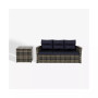 2-Piece PE Rattan Wicker Outdoor Sofa with Cushions Side Table Set