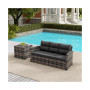 2-Piece PE Rattan Wicker Outdoor Sofa with Cushions Side Table Set