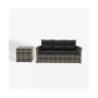 2-Piece PE Rattan Wicker Outdoor Sofa with Cushions Side Table Set