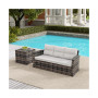 2-Piece PE Rattan Wicker Outdoor Sofa with Cushions Side Table Set