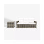2-Piece PE Rattan Wicker Outdoor Sofa with Cushions Side Table Set