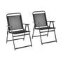 2pcs Patio Folding Chairs Heavy-Duty Metal Frame Armrests Portable Outdoor