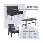 4PCS Patio Rattan Wicker Furniture Set Cushioned Sofa Armrest Coffee Table