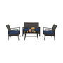 4PCS Patio Rattan Wicker Furniture Set Cushioned Sofa Armrest Coffee Table