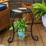 12.75 in Mosaic Ceramic Tile Round Patio Side Table Plant Stand