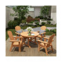 5 Piece Outdoor Patio Dining Round Table and Shell Back Armchair Set