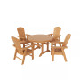 5 Piece Outdoor Patio Dining Round Table and Shell Back Armchair Set