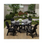 5 Piece Outdoor Patio Dining Round Table and Shell Back Armchair Set