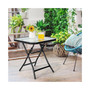 Patio Folding Square Glass Side Table Bistro Coffee Table Plant Stand