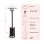 48000 BTU Propane Patio Heater Standing LP Gas Steel W/ Wheels Black