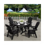 5 Piece Outdoor Patio Dining Square Table and Curved Back Armchair Set