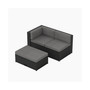 2-Piece Outdoor Patio Modern Sectional Sofa Set with Storage Ottoman