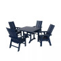 5 Piece Outdoor Patio Dining Square Table and Modern Armchair Set