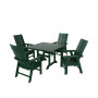 5 Piece Outdoor Patio Dining Square Table and Modern Armchair Set