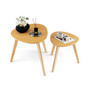 Nesting Table Set of 2 Triangle Modern Coffee Table Rubber Wood