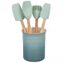 5 Piece Utensil Set with Stoneware Utensil Crock