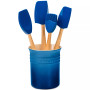 5 Piece Utensil Set with Stoneware Utensil Crock