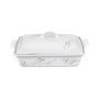 4 Quart Stoneware Covered Rectangular Casserole with Marble Applique
