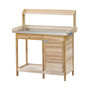 Wood Potting Bench Workstation Table w/ Storage Cabinet, Shelf Natural