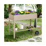 Planter Box Raised Garden Bed Elevated on Wheels Steel Planter with Shelf Hooks