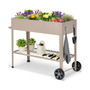 Planter Box Raised Garden Bed Elevated on Wheels Steel Planter with Shelf Hooks