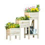 3 Tier Raised Garden Bed w/ Storage Shelf, Wooden Planter Box Kit