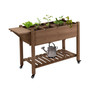 Raised Garden Bed Planter w/ 8 Grow Grids, Shelf & Lockable Wheels