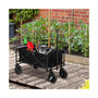 Collapsible Wagon with Adjustable Handle, Folding Table and Cup Holders, Heavy Duty Garden Carts with Wheels, Black