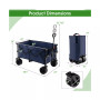 Folding Collapsible Wagon Utility Garden Cart w/ Wide Wheels Adjustable Handle