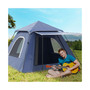 3-4 Person Automatic Camping Tent w/ Porch, Pop Up Tent, Portable Backpacking Shelter with Mesh Windows, Zipped Door, Floor, Hang Hook & Portable Carry Bag, Blue