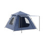 3-4 Person Automatic Camping Tent w/ Porch, Pop Up Tent, Portable Backpacking Shelter with Mesh Windows, Zipped Door, Floor, Hang Hook & Portable Carry Bag, Blue