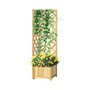Wooden Planter with Trellis, Rustic Corner Raised Garden Bed for Vine Climbing and Vegetables, Herbs, and Flowers Growing, Backyard, Patio, Deck