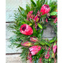 Fresh Real Bayleaf, Pepperberry and Pink Ice Proteas Spring Wreath