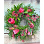Fresh Real Bayleaf, Pepperberry and Pink Ice Proteas Spring Wreath